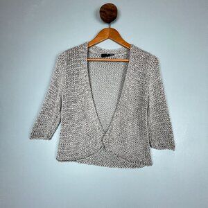 Eileen Fisher Gray Open Knit Cardigan Small
